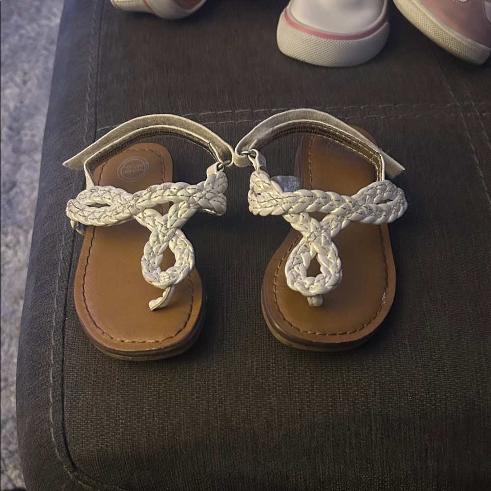 Wonder Nation White Braided Kids Sandals